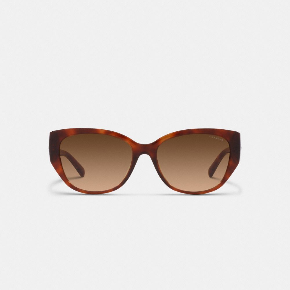 COACH® Signature Rounded Cat Eye Solbriller Dame Brune | DKNWN384