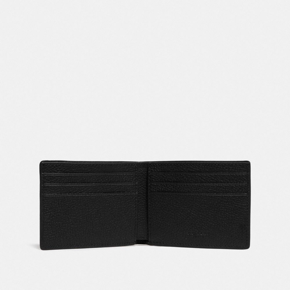 COACH® Slim Billfold In Signature Leather Pung Herre Sort | DKQMP828