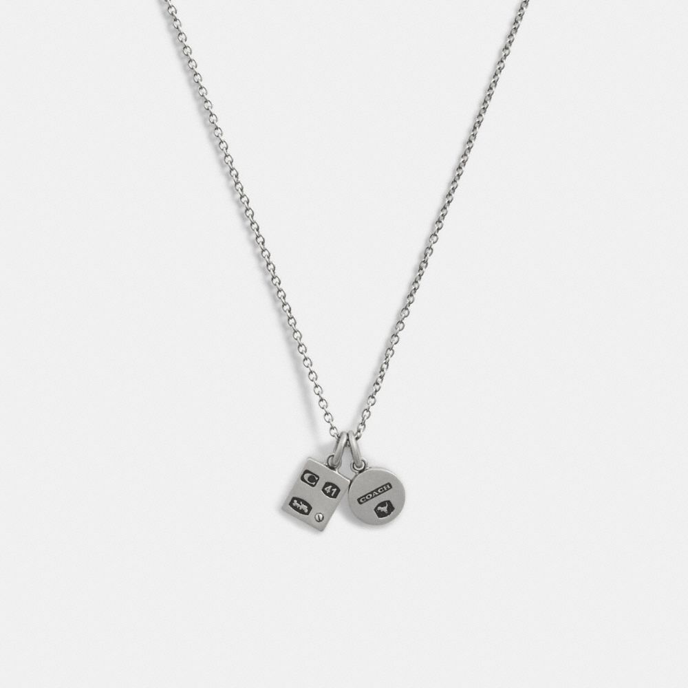 COACH® Sterling Double Charm Long Pendant Halskæde Dame Sølv | DKZUH483