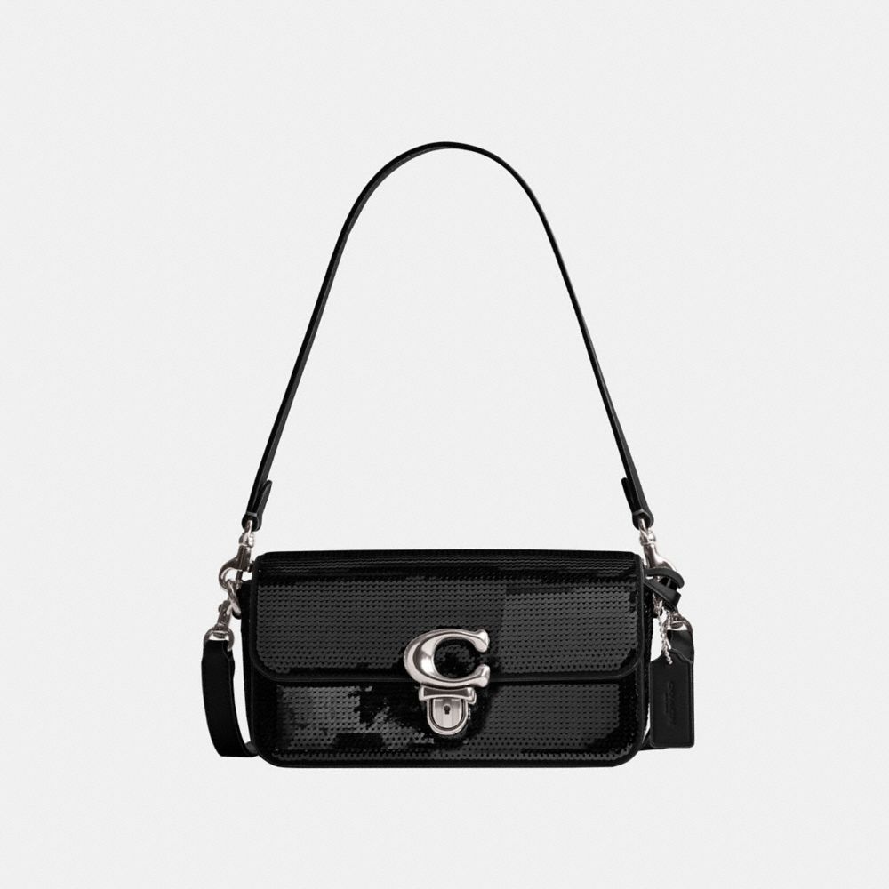 COACH® Studiouette With Sequins Crossbody Taske Dame Sølv Sort | DKNWW280