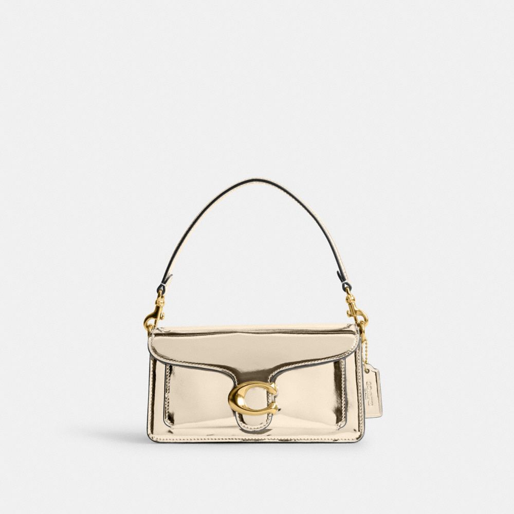 COACH® Tabby 12 In Metallic Skulder Taske Dame Guld | DKBEP180