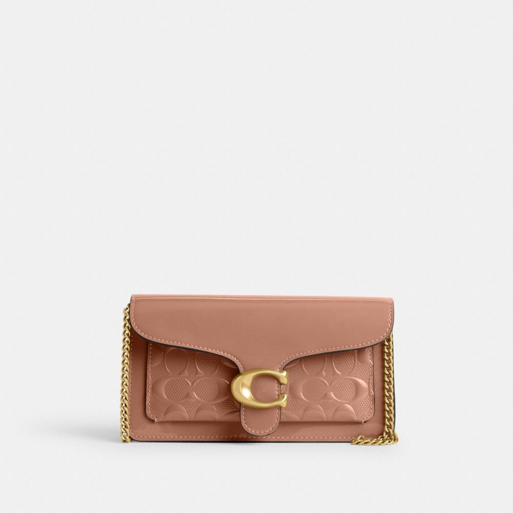 COACH® Tabby Chain In Signature Leather Clutch Dame Lyserød | DKDFG320