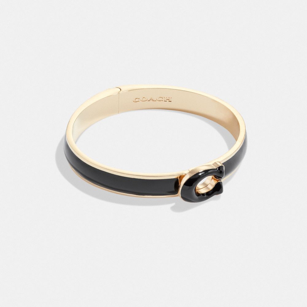 COACH® Tabby Enamel Hinged Armbånd Dame Guld Sort | DKPJP558