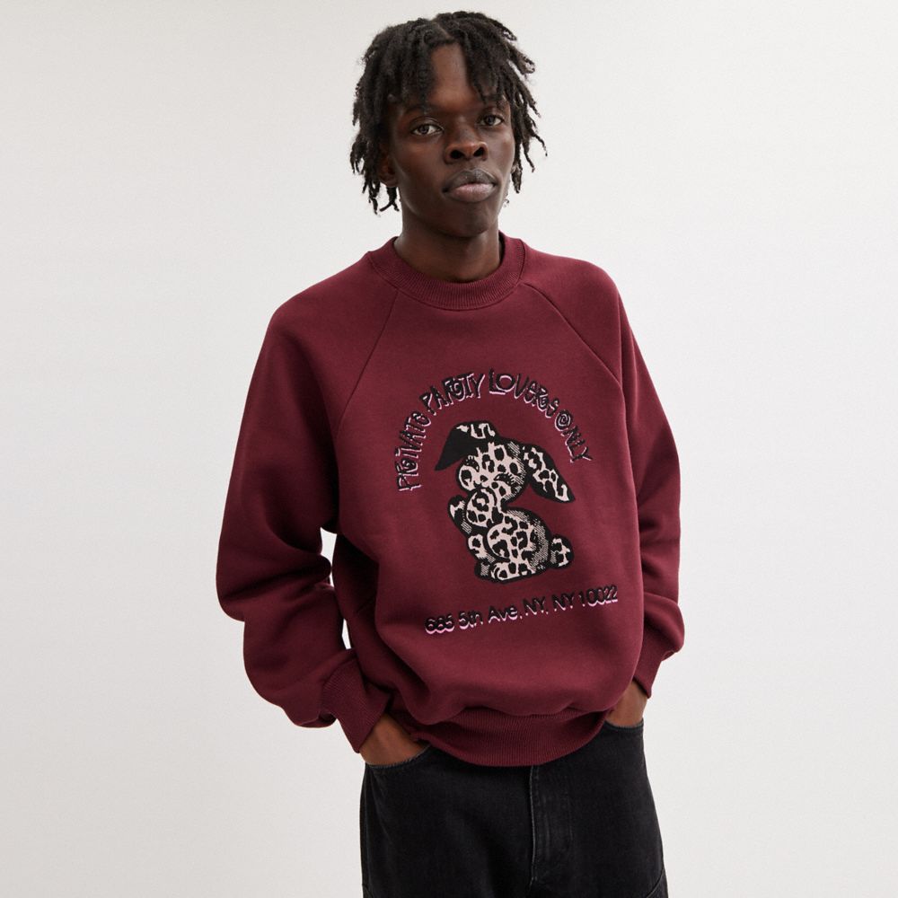 COACH® The Lil Nas X Drop Bunny Crewneck Sweatshirt Dame Bordeaux | DKVRG590