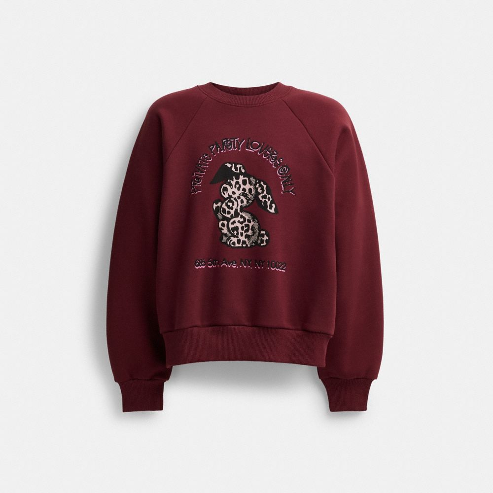 COACH® The Lil Nas X Drop Bunny Crewneck Sweatshirt Dame Bordeaux | DKVRG590