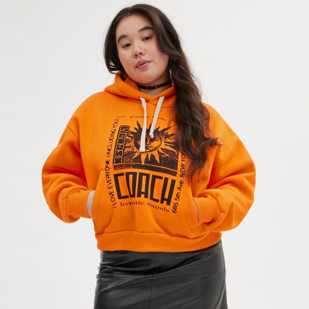 COACH® The Lil Nas X Drop Cropped Pullover Hættetrøje Dame Orange | DKFDW658