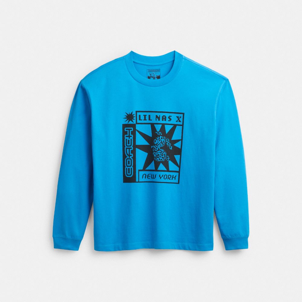 COACH® The Lil Nas X Drop Long Sleeve Sun T Shirts Dame Blå | DKEBC570