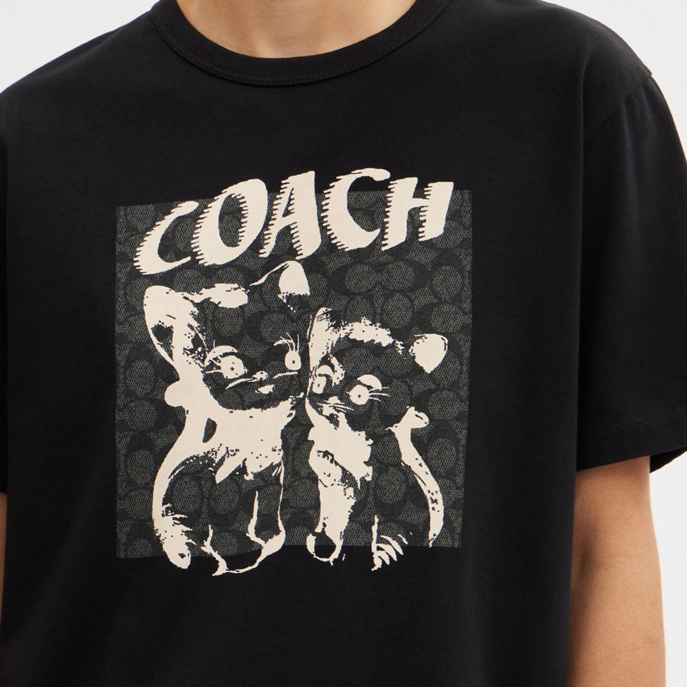 COACH® The Lil Nas X Drop Signature Cats T Shirts Dame Sort | DKWNX569