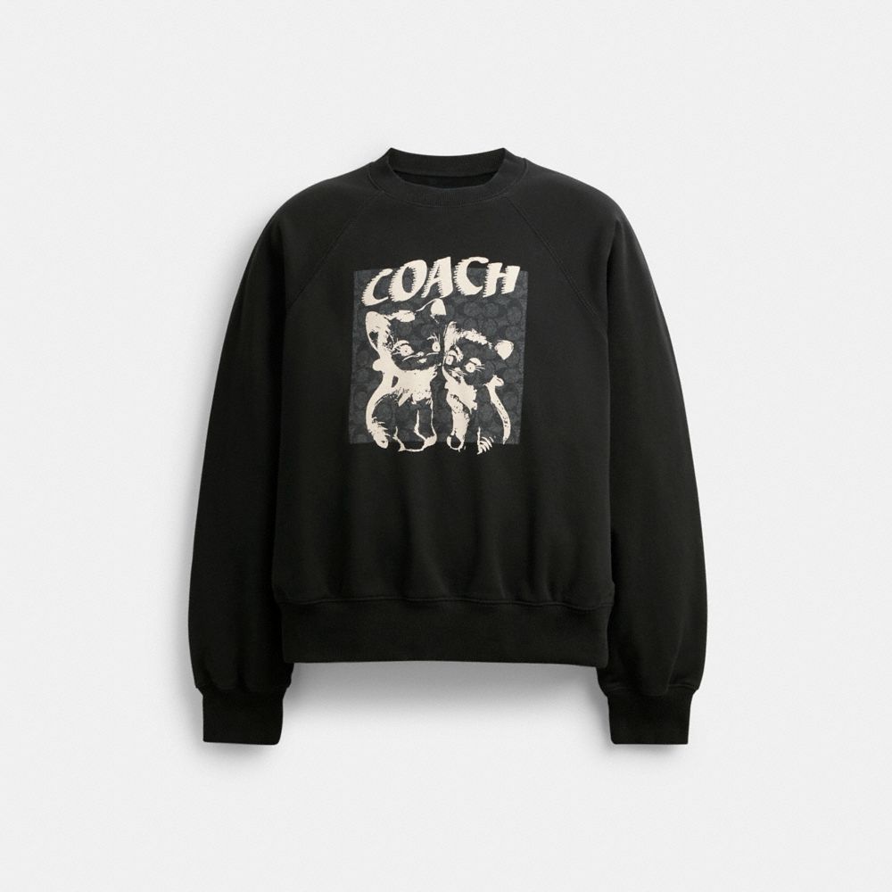 COACH® The Lil Nas X Drop Signature Cats Crewneck Sweatshirt Dame Sort | DKCTF589