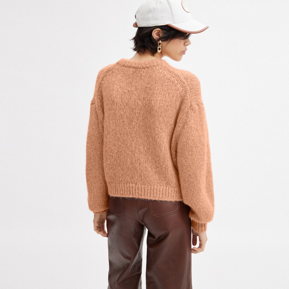 COACH® Tonal Braided Seasonal Sweater Dame Lyserød Flerfarvede | DKBEX596