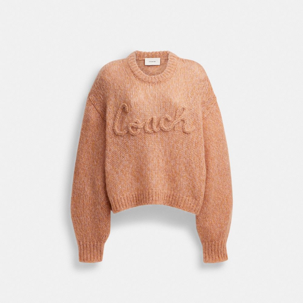 COACH® Tonal Braided Seasonal Sweater Dame Lyserød Flerfarvede | DKBEX596