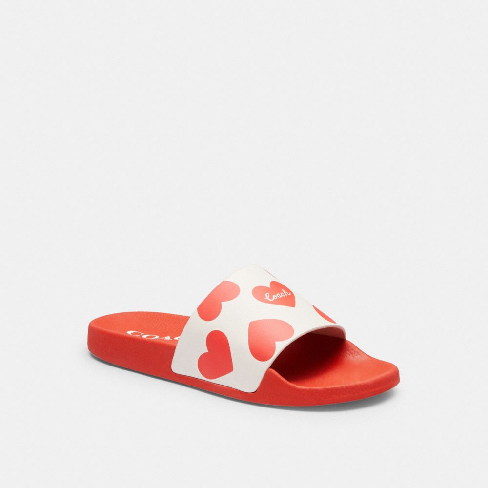 COACH® Udele Sport Slide With Valentine\'s Print Sandaler Dame Rød | DKOKT715