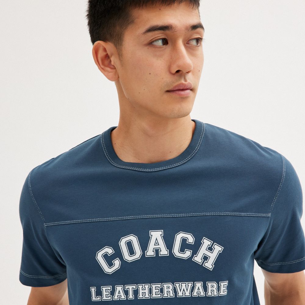 COACH® Varsity T Shirts Dame Mørkeblå | DKQML567