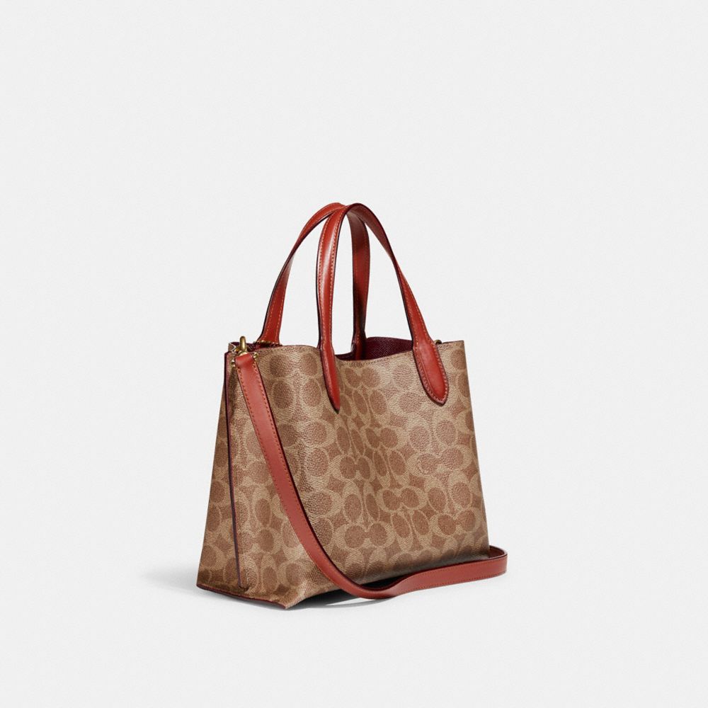 COACH® Willow 24 In Signature Canvas Mulepose Dame Brune Rød | DKKOK134