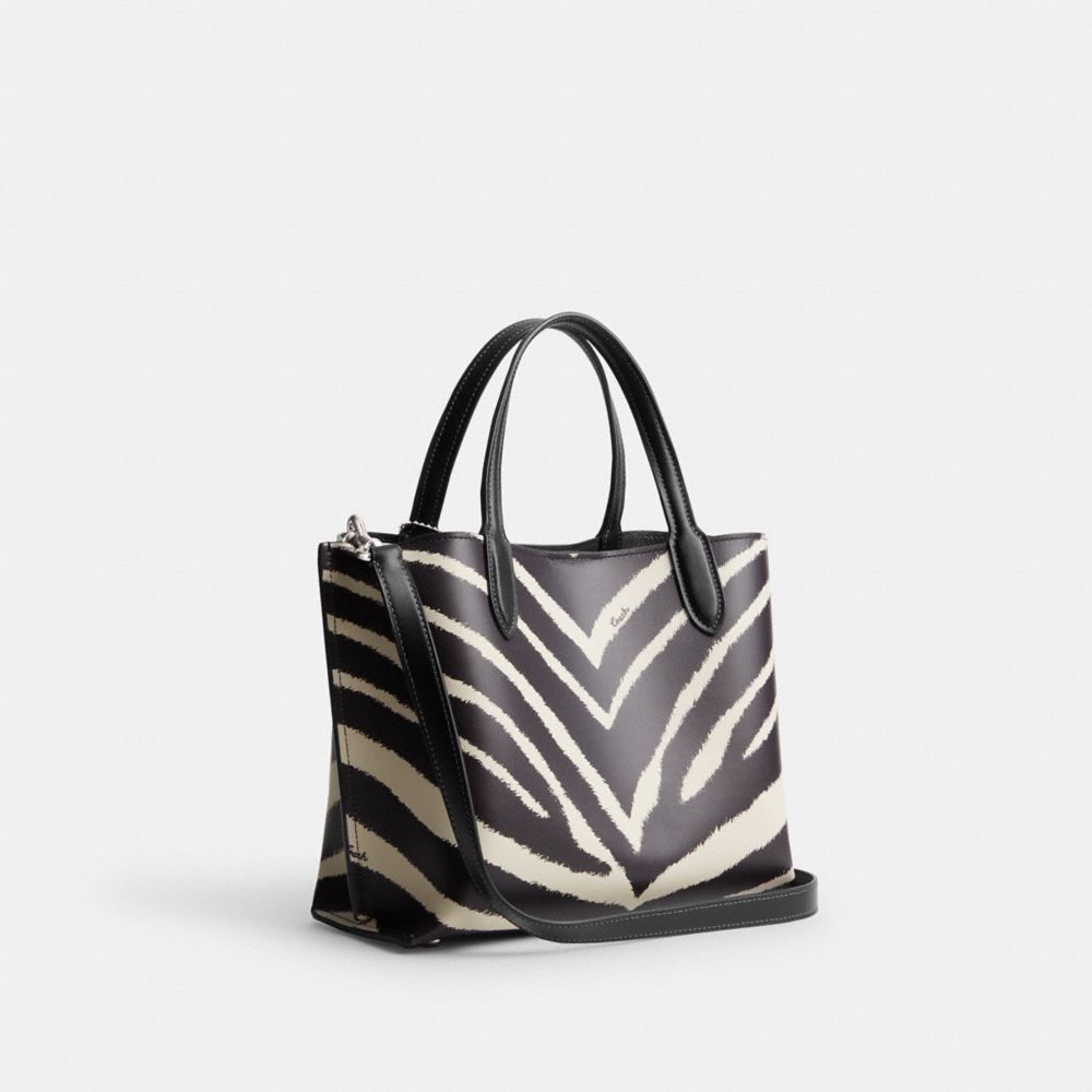 COACH® Willow 24 With Zebra Print Mulepose Dame Sølv | DKZUH132