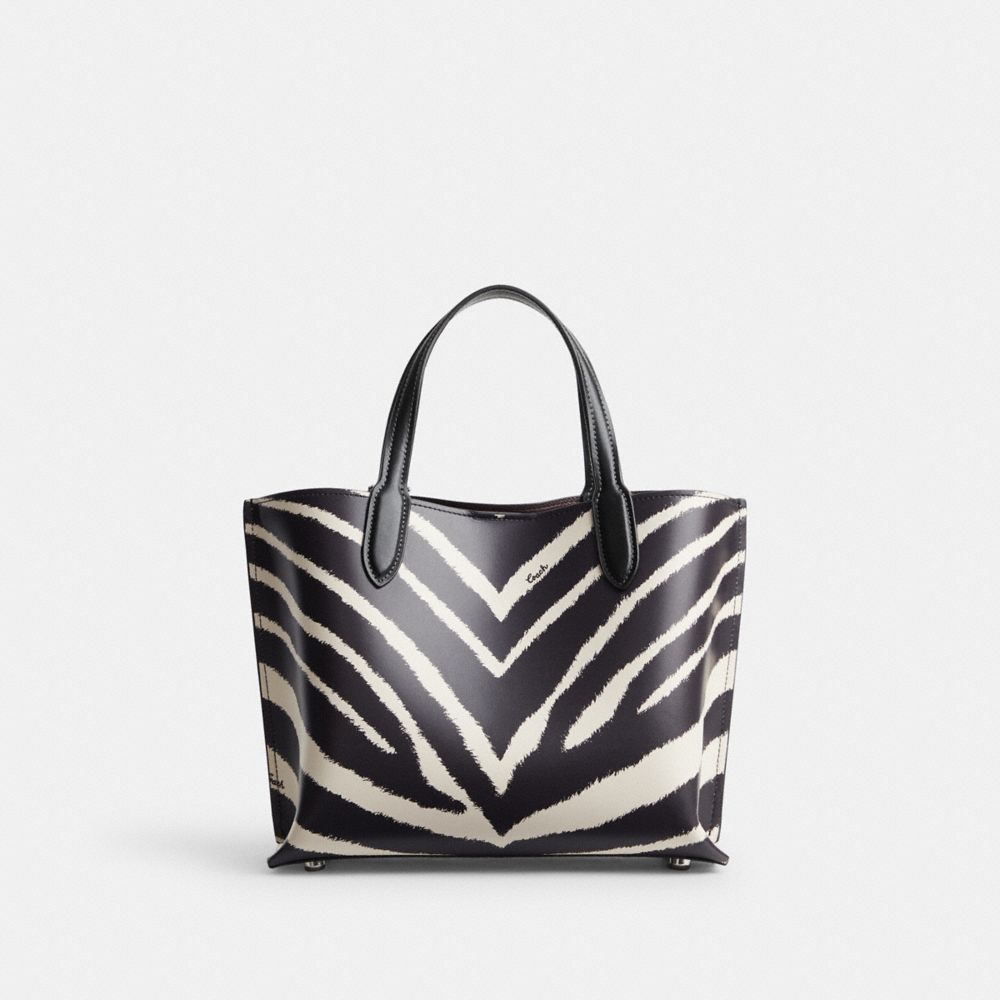 COACH® Willow 24 With Zebra Print Mulepose Dame Sølv | DKZUH132