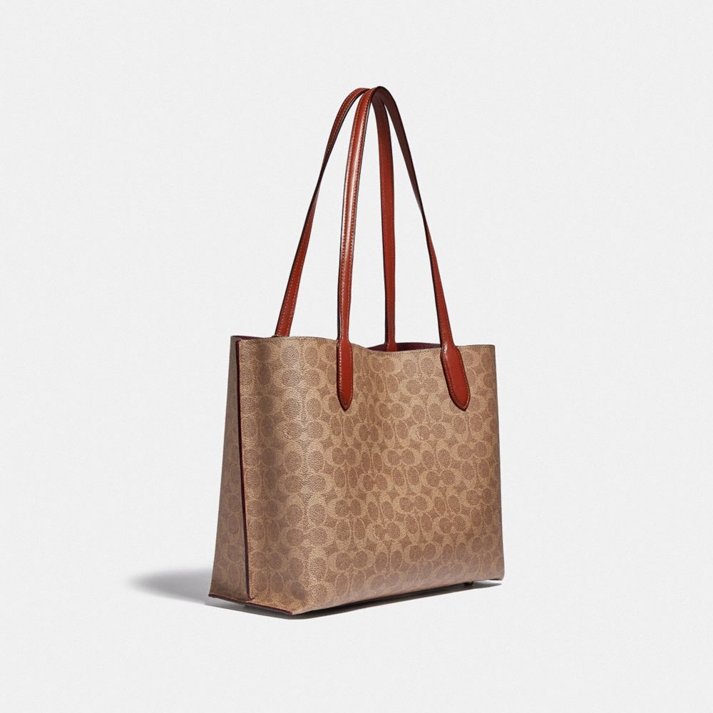 COACH® Willow In Signature Canvas Mulepose Dame Brune Rød | DKVRD129