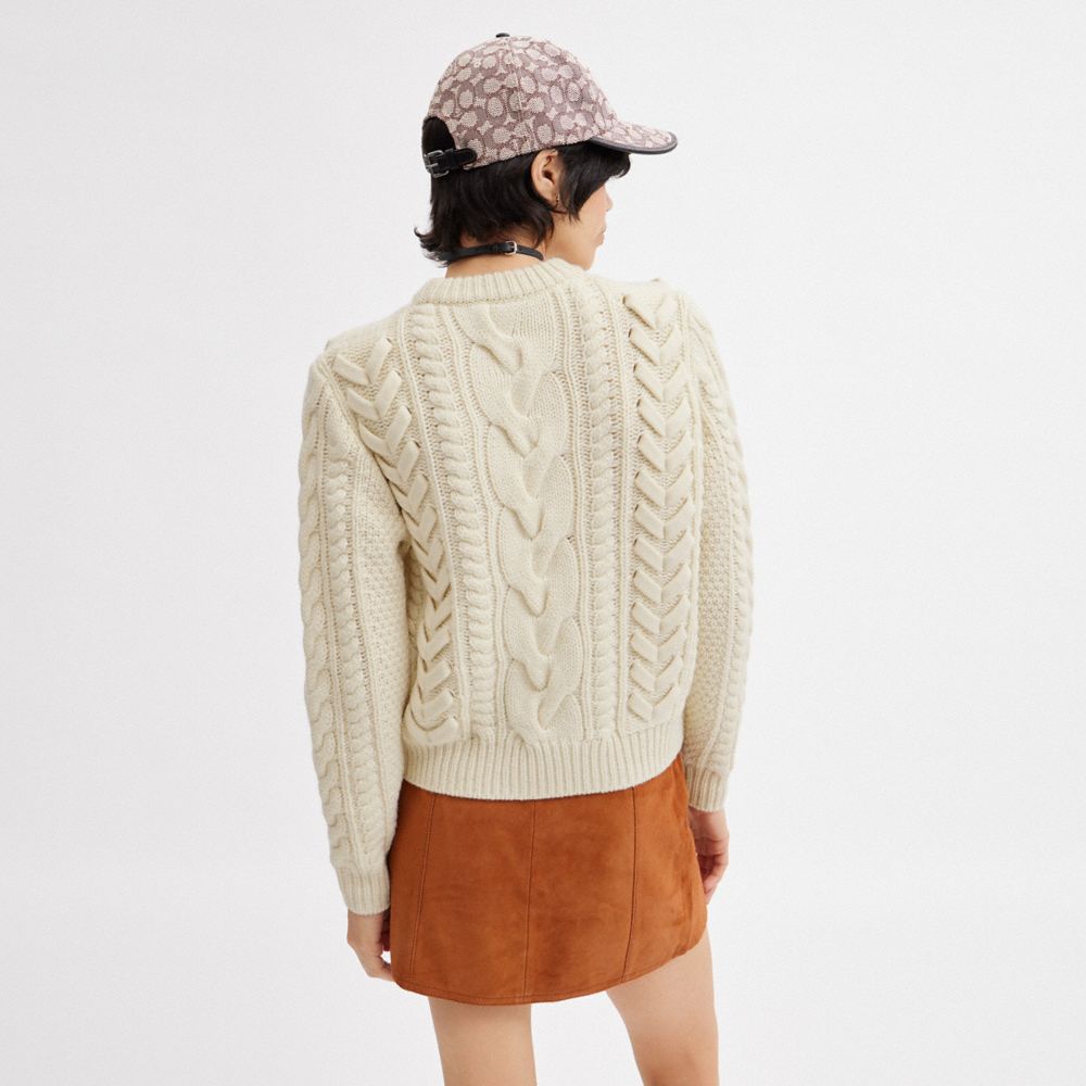 COACH® With Braided Detail Sweater Dame Hvide | DKMQL594