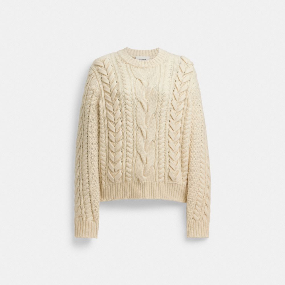 COACH® With Braided Detail Sweater Dame Hvide | DKMQL594