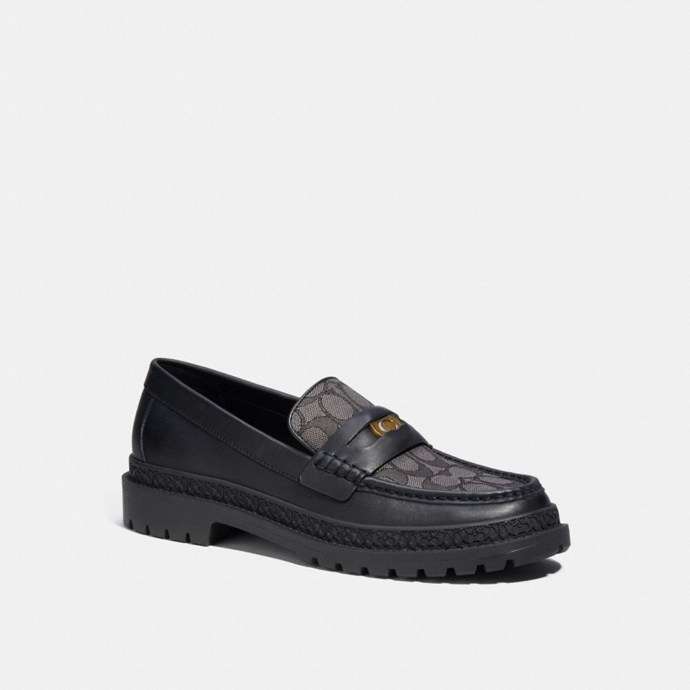 COACH® With Signature Jacquard And Signature Coin Loafer Herre Sort | DKVRI961