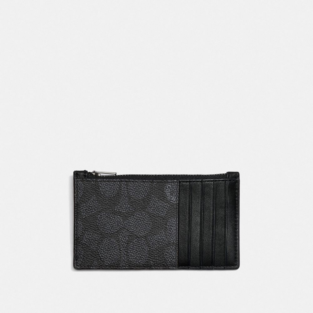 COACH® Zip Card Case In Signature Canvas Håndtaske Dame Grå | DKVRW226