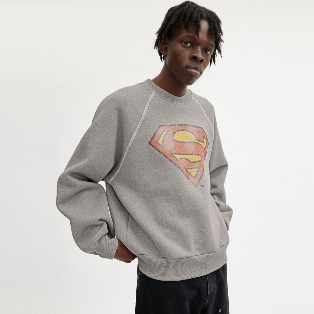 COACH® | Dc Superman Crewneck Hættetrøje Dame Mørkegrå | DKILI664