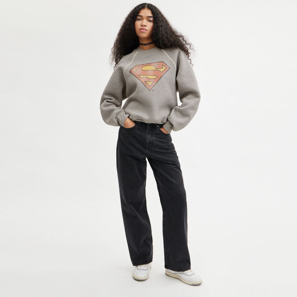 COACH® | Dc Superman Crewneck Hættetrøje Dame Mørkegrå | DKILI664