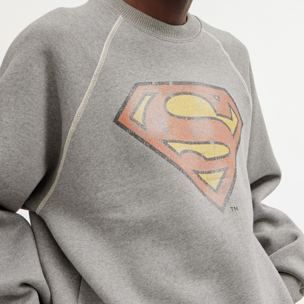 COACH® | Dc Superman Crewneck Hættetrøje Dame Mørkegrå | DKILI664